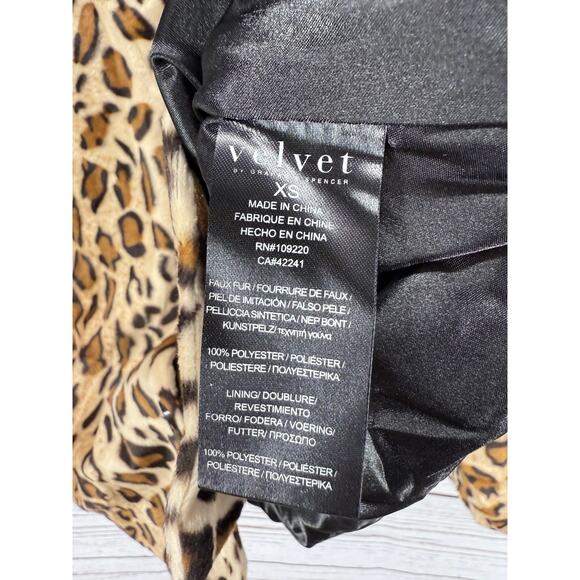 Velvet by Graham & Spencer Leopard Print Faux Fur Coat Jacket Size XS - Picture 7 of 15